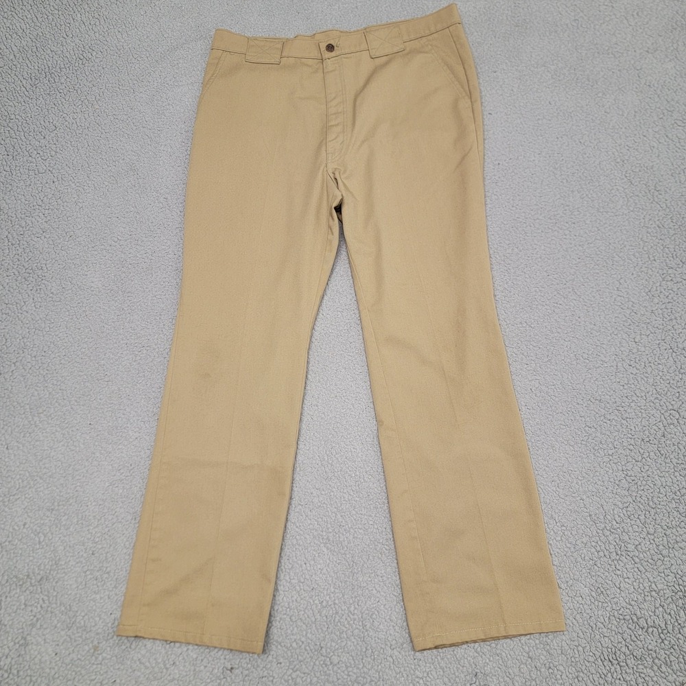 Vintage 70s Levis Pants Mens 39x31 Beige‎ Khaki Chino Panatela Western Bootcut